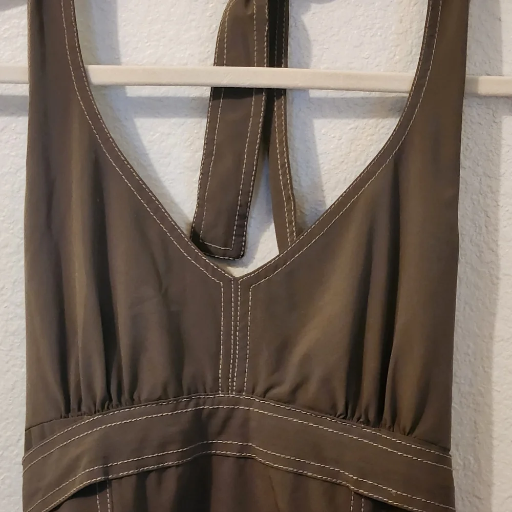 Athleta Olive Green Halter Dress | Athletic Swim Material | Size Small (4-6) - Picture 4 of 6